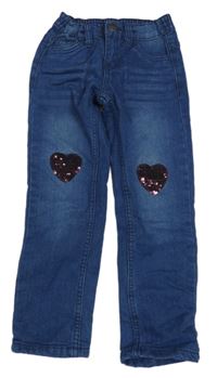 Tmavomodré podšité skinny rifle se srdíčky z flitrů Kiki&Koko