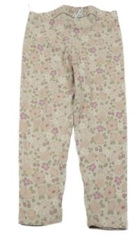 Šedo-růžové květované žebrované legíny C&A