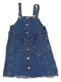 Modré rifľové na traké prepínaci šaty s opaskom Denim Co.