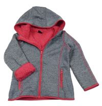 Šedo-tmavomodrá melírovaná thermo propínací mikina s kapucí Kiki&Koko