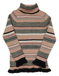 Ružovo-čierno-biely pruhovaný svetrový rolák Primark