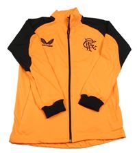 Neónově oranžovo-čierna športová prepínaci mikina s výšivkou