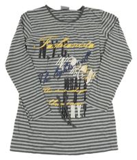 Šedá pruhovaná tunika s nápisy Yigga