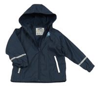 Tmavomodrá nepromokavá jarná bunda s chobotnicí a kapucňou lupilu