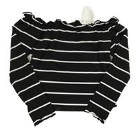 Čierne pruhované crop tričko shein