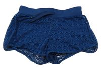 Tmavomodré krajkové podšité kraťasy hema