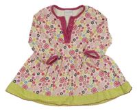 Bielo-ružové kvetované šaty Miniclub