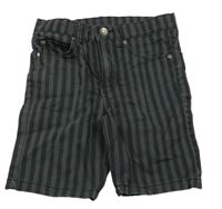 Tmavošedo-černé pruhované plátěné kraťasy H&M