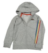 Sivá prepínaci mikina s barevným pruhem na rukávu a kapucňou Tu