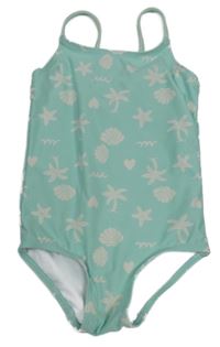 Světlemodré jednodílné plavky s palmami H&M