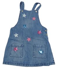 Svetlomodré na traké rifľové šaty s hvězdami z flitrů F&F