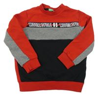 Červeno-sivo-tmavomodrá mikina Benetton