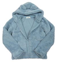 Světlemodrá kožešinová podšitá bunda s kapucí H&M