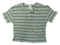 Zelené pruhované žebrované tričko H&M