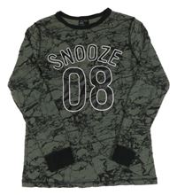 Tmavozeleno-černé vzorované pyžamové triko s nápisem a číslem H&M