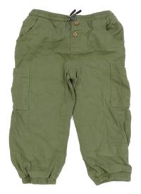 Khaki cuff plátenné nohavice Topomini