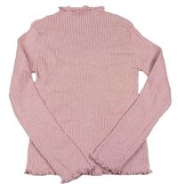 Ružový trblietavý rebrovaný sveter Tu