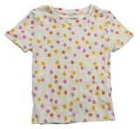 Krémové perforované kvetované tričko Primark