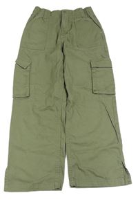 Khaki plátenné cargo široké nohavice Primark