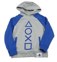 Sivo-modrá mikina so znakmi a kapucí - PlayStation