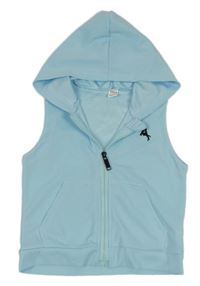 Svetlomodrá prepínaci vesta s výšivkou a kapucňou Shein