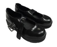 Černé lesklé mokasíny na platformě vel. 33
