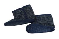 Tmavomodro-sivé melírované pletené zateplené papučky