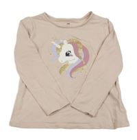Světlerůžové triko s jednorožcem H&M