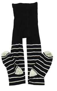 Čierno-biele pruhované pančuchy Tu
