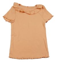 Oranžové žebrované tričko s volánkem George