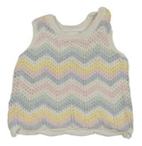 Bielo-farebná pruhovaná pastelová pletená vesta F&F