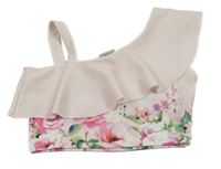 Svetloružový kvetovaný crop top s volánikom Matalan