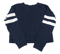 Tmavomodro-biela crop mikina s pruhmi H&M