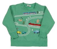 Zelená mikina s vlaky