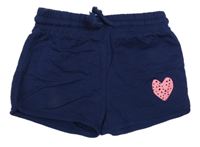 Tmavomodré teplákové kraťasy se srdíčkem Manguun