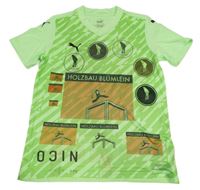 Neonově zelené sportovní tričko s obrázky a nápisy Puma