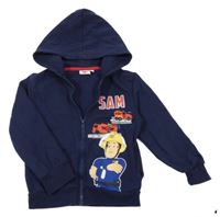 Tmavomodrá prepínaci mikina s požárníkem Samem a kapucňou