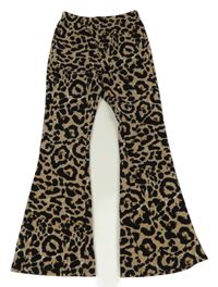 Béžovo-čierne flare legíny s leopardím vzorom shein