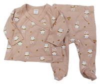 2set - Ružové zavinovací tričko s králíky + polodupky
