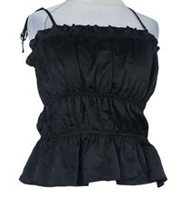Dámský černý saténový crop top Miss Selfridge 