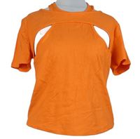 Dámske oranžové rebrované crop tričko s prestrihmi zn. Primark