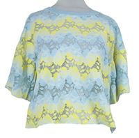 Dámske modro-žlté čipkové crop tričko Zara
