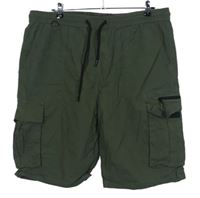 Pánske khaki plátenné cargo kraťasy s vreckami Denim