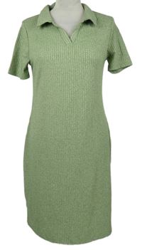 Dámské světlezelené žebrované šaty Primark 