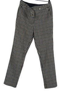 Dámské tmavomodro-vínovo-bílé kostkované vlněné kalhoty M&S