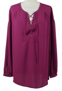 Dámska purpurová blúzka so šnurovaním C&A