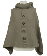 Dámské hnědé svetrové pončo s límcem TU