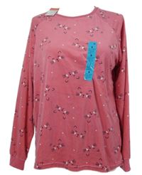 Nové - Dámské růžové sametové pyžamové triko s kočičkami Love To Lounge 