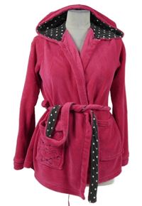 Dámsky tmavoružový plyšový župan s mačičkou a opaskom