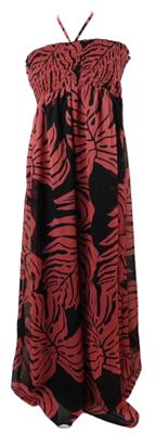 Dámské růžovo-černé vzorované žabičkové dlouhé šaty Bohoo 